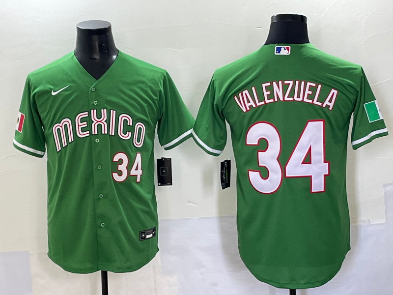 Men 2025 Los Angeles Dodgers #34 Valenzuela green Nike MLB Jersey style 2->houston astros->MLB Jersey